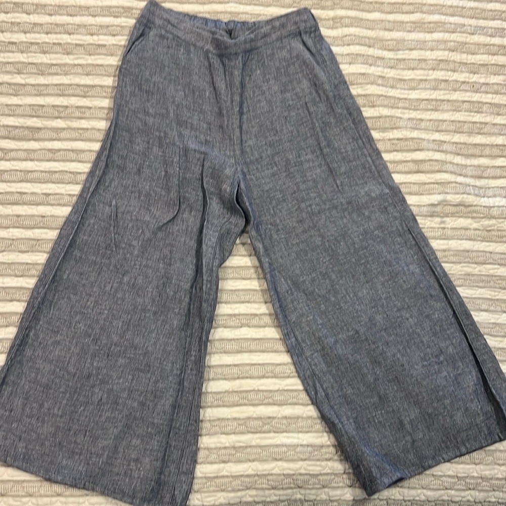 100% linen wide leg pants